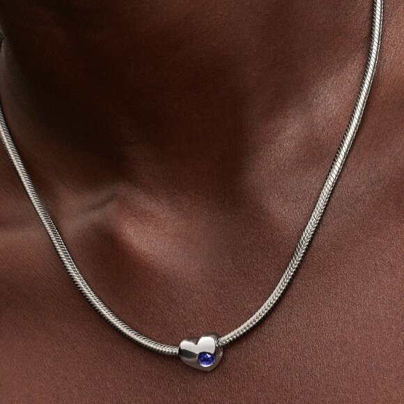 Pandora Engravable Blue Stone Heart Charm - Picture 5 of 6